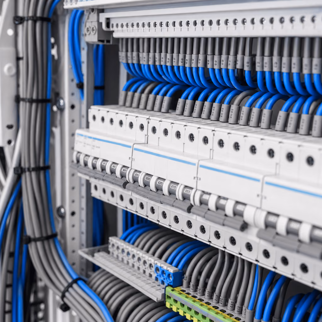 Sauber verdrahteter Verteilerschrank — Elektroinstallation vom Meisterbetrieb